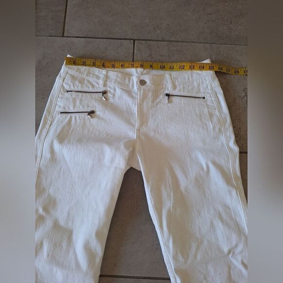 St.John white cotton low-rise trousers with zippers size 4 - Picture 7 of 11